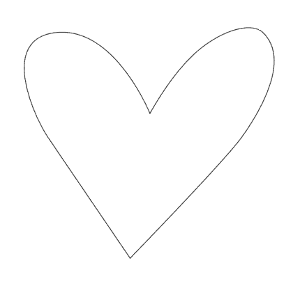 A finished heart-shaped outline, built entirely from Pen tool curves, shown unfilled with a thin black stroke.